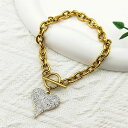 【クーポン利用で4360円】 ブレスレット ラインストーン ステンレス ゴールド チェーン ハート LOVE レディース ガール スチール Love カラー クリエイティブ ハンド ジュエリー ギフト(4)