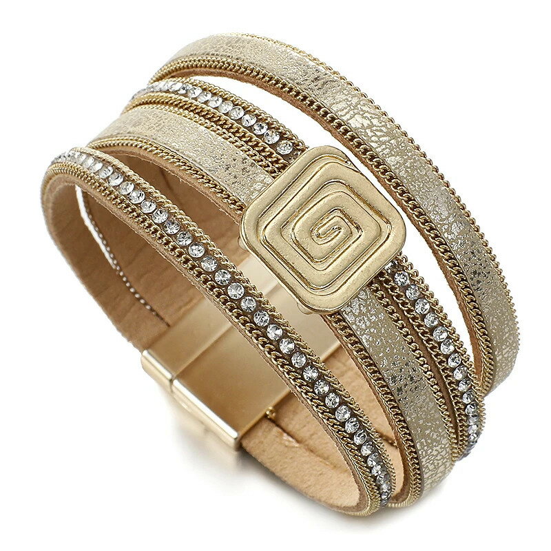 【送料無料】 バングル ブレスレット ラインストーン スキー レザー レディース 迷路 蚊 モスキート コ..