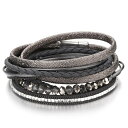 【クーポン利用で3990円】 ブレスレット クリスタル ビンテージ シンプル レザー ビーズ ロング レディース 編組 BOHO 多層 マルチレイヤー ラップ ジュエリー ギフト(4)