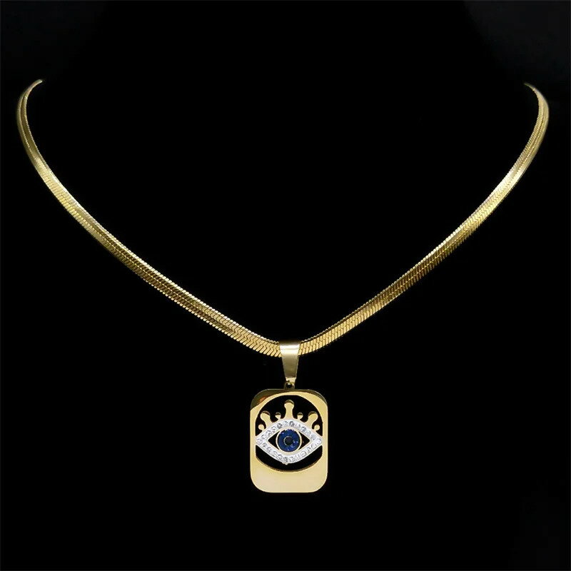 【送料無料】 チョーカー ネックレス クリスタル ステンレス ビンテージ ゴールド チェーン レディース 悪 エビル 目 アイズ スチール カラー 鎖骨 透かし...