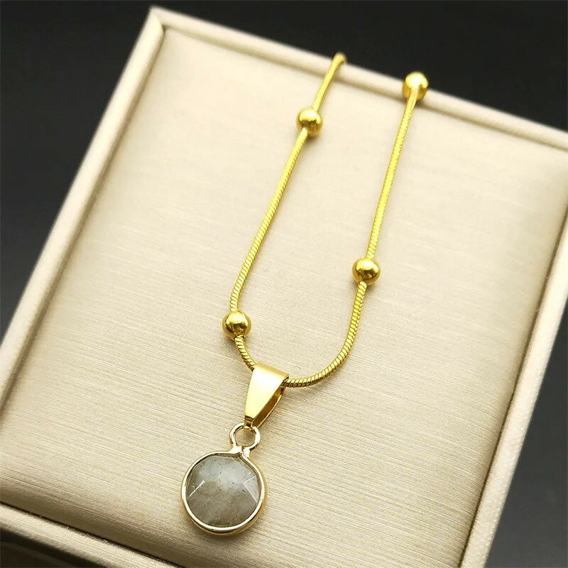 【送料無料】 チョーカー ペンダント ネックレス ステンレス ビンテージ ゴールド ラウンド ストーン レディース スチール カラー 結婚式 ウェディング ジュ...