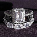 【送料無料】 指輪 リング シルバー レディース ホット 贅沢 お姫様 プリンセス カラー 結婚式 ウェディング セット レディ 記念日 ギフト ジュエリー(4)