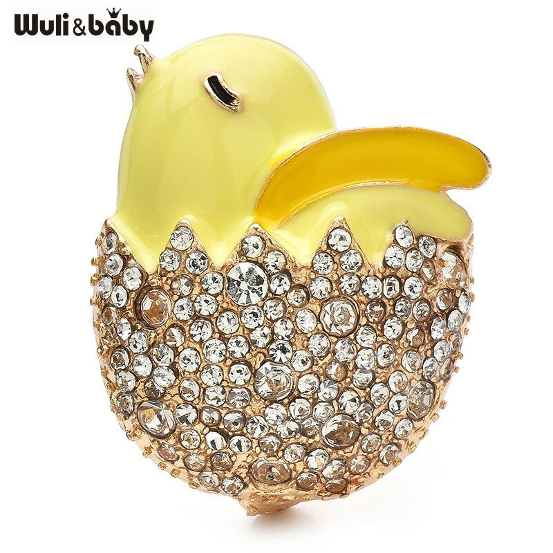 【送料無料】 ブローチ 動物 アニマル クリスタル ハート シェル リング 鳥 レディース リトル 鶏 チキン 卵 バード エッグ ピン 輝く スパークリング ...