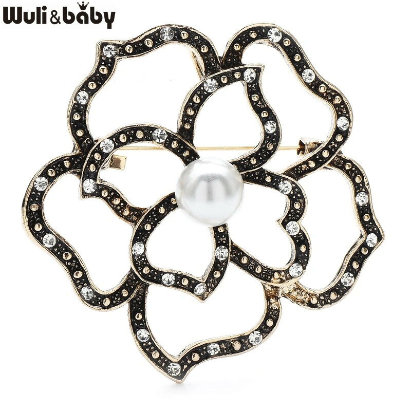 【クーポン利用で3050円】 ブローチ ラインストーン 花 フラワー ビンテージ レディース メンズ くり抜き バラの花 ユニセックス パーティ オフィス ピン ギフト