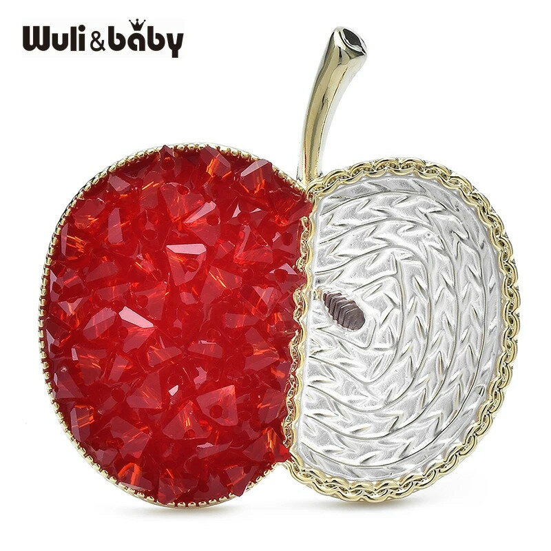【クーポン利用で3980円】 ブローチ クリスタル フルーツ 果物 レディース レッド 赤 アップル ピン ハイ 品質 素晴らしい パーティ オフィス ギフト(4)