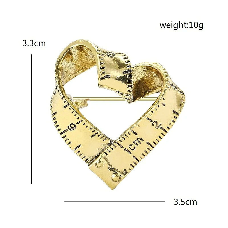 【クーポン利用で3060円】 ブローチ ビンテージ ハート LOVE レディース メンズ ルーラー 定規 メジャー ユニセックス 2カラー Love パーティ カジュアル ピン ギフトの商品画像 3