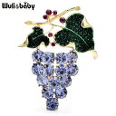 【クーポン利用で3610円】 ブローチ 花 フラワー クリスタル フルーツ プラント グレー 果物 植物 レディース メンズ 贅沢 葡萄 グレープ ユニセックス 4カラー かわいい オフィス パーティ ピン ギフト