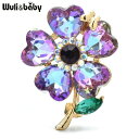 【クーポン利用で3040円】 ブローチ 花 フラワー クリスタル プラント 木の葉 リーフ 植物 レディース メンズ ユニセックス 2カラー クラシック シャイニング 葉っぱ パーティ オフィス ピン ギフト