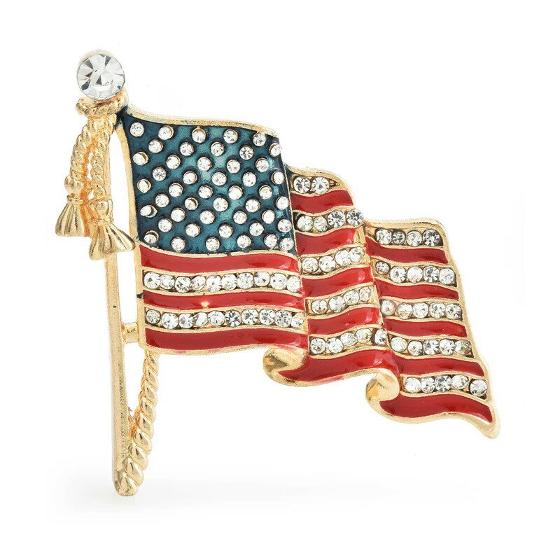 【送料無料】 ブローチ ラインストーン アメリカ ブラック レディース メンズ アメリカ合衆国 USA 国旗..