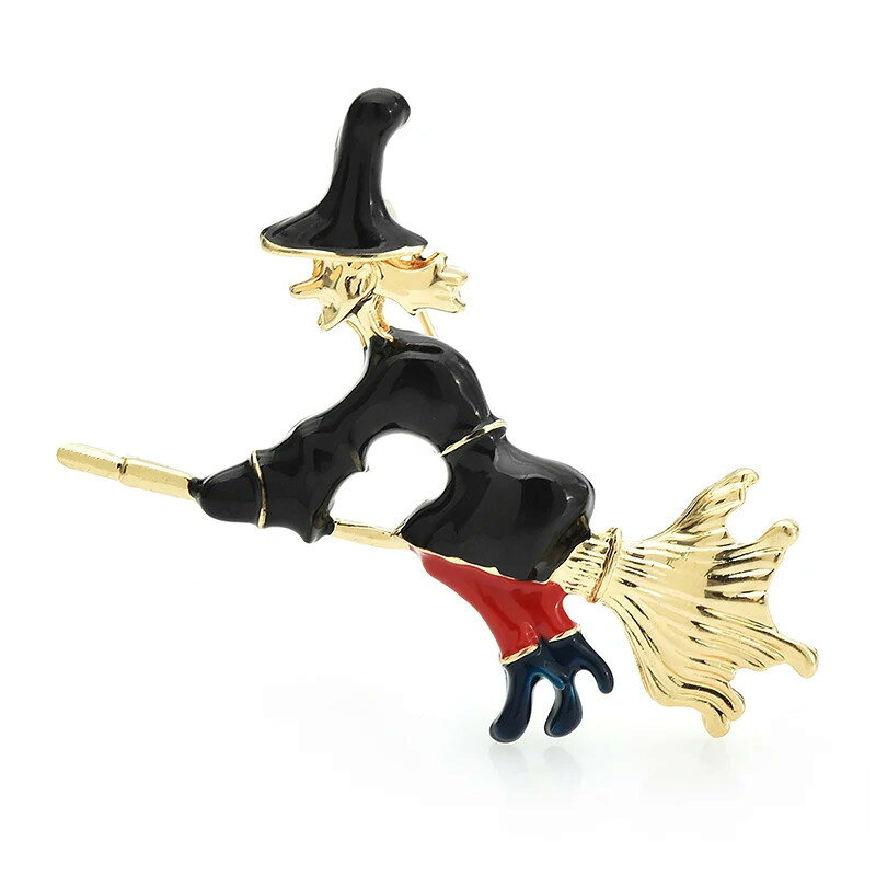 【クーポン利用で3090円】 ブローチ レディース メンズ ライド ほうき 魔女 ウィッチ ユニセックス 2カラー エナメル フィギュア カジュアル パーティ ピン ギフトの商品画像 3