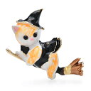 【クーポン利用で3150円】 ブローチ 動物 アニマル ネコ A レディース 乗馬 ほうき 猫 キャット エナメル 2カラー ウェア 魔女 ウィッチ 飛行 ペット パーティ カジュアル ピン ギフト