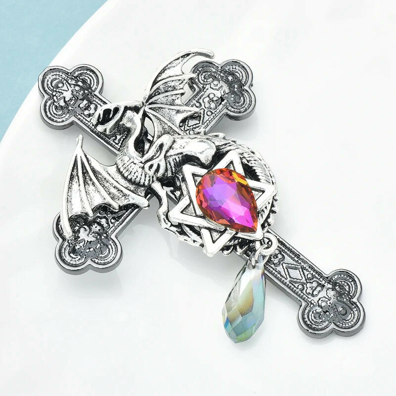 FineJewelrysの【送料無料】 ブローチ 動物 アニマル ドラゴン クロス メタル レディース メンズ ユニセックス パーティ オフィス ピン ギフト｜アングル3