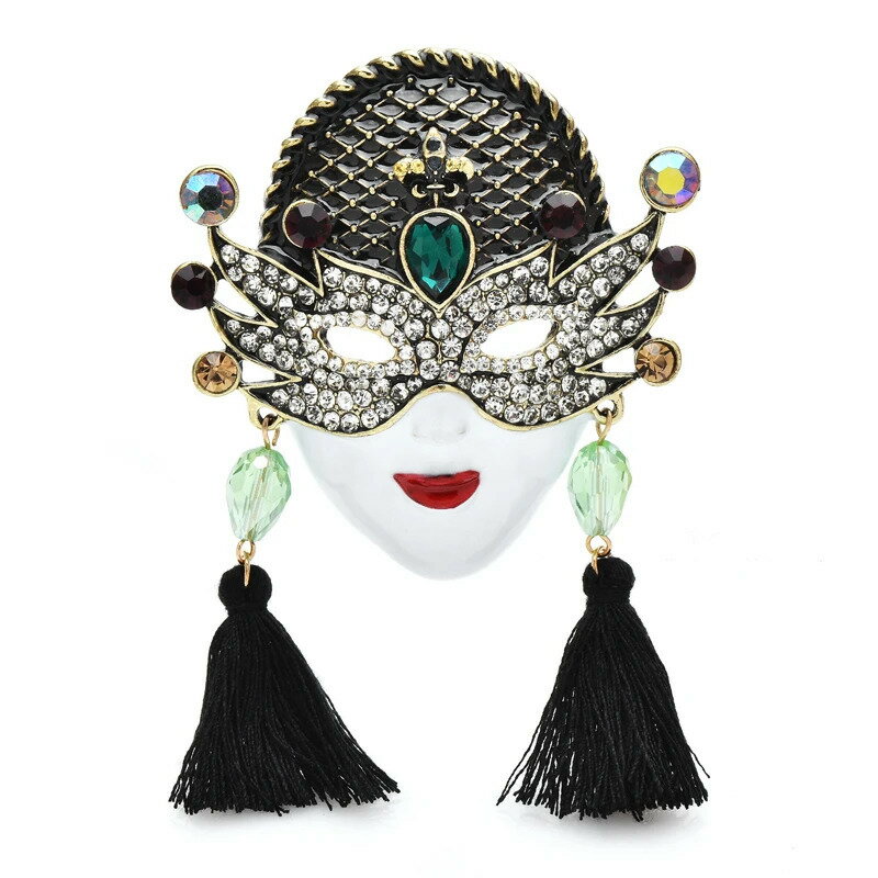 【クーポン利用で2790円】 ブローチ ラインストーン ビンテージ パール レディース 大 美しい フェイス タッセル パーティ オフィス ピン ギフト(4)