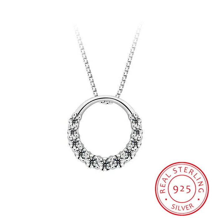 【送料無料】 チョーカー ペンダント ネックレス ラインストーン シルバー ラウンド リング レディース 最新 ファッション エレガント 925 スターリング ...
