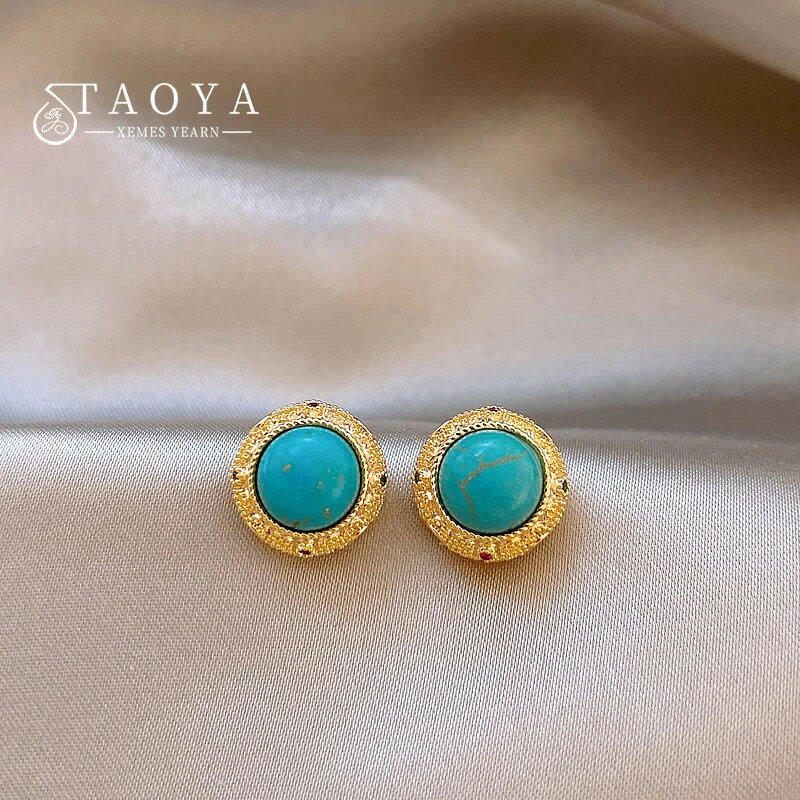 【送料無料】 ピアス ゴールド ラウンド レトロ レディース ターコイズ 2025 カラー ボーダー ジュエリー 結婚式 ウェディング パーティ 普通でない アクセサリー ガール ギフト
