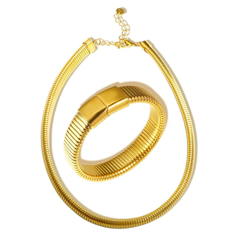 【送料無料】 チョーカー ブレスレット ネックレス 動物 アニマル ステンレス チェーン シンプル レディース 伸縮性 弾性 蛇 スネイク ヘビ セット 1 mm ファッション スチール 幅 ジュエリー