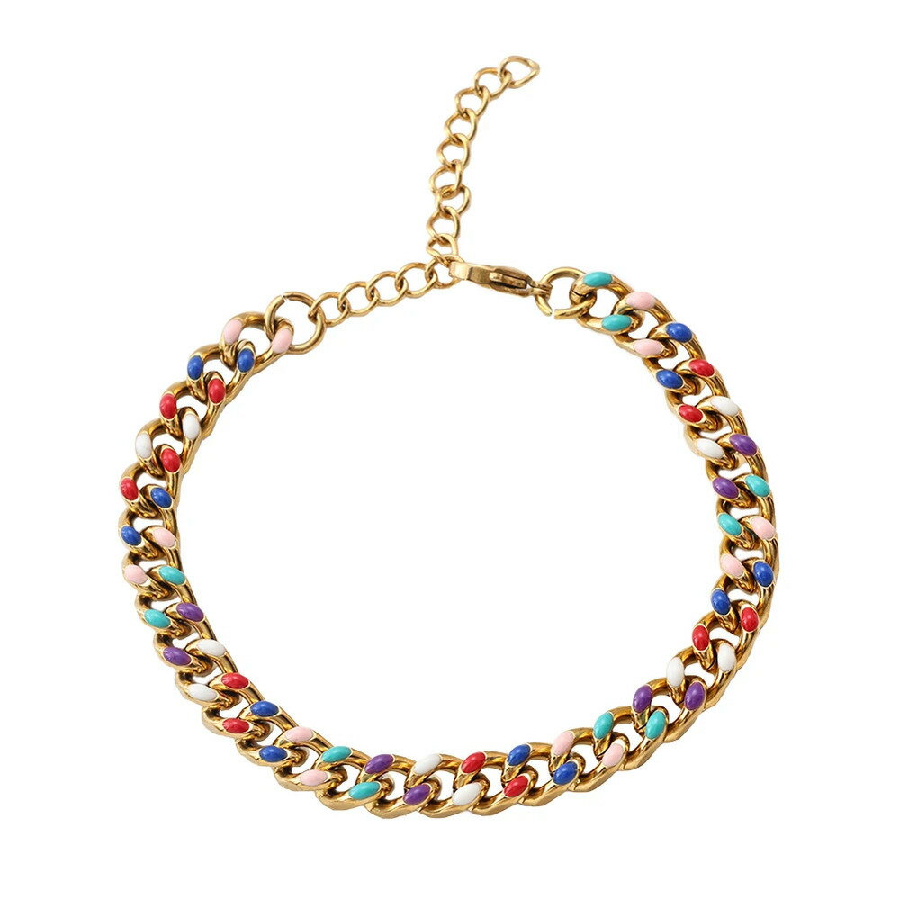 【送料無料】 アンクレット ブレスレット ステンレス レディース 225 カラフル スチール 結婚式 ウェディング ジュエリー クリスマス ギフト パーティ