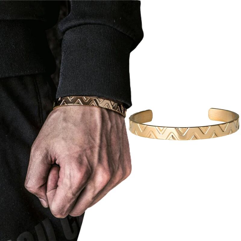 【クーポン利用で4560円】 バングル ブレスレット ステンレス プラント チタン カブ V レディース メンズ 贅沢 スチール クラシック デザイン カフ ブランド オープン(4)