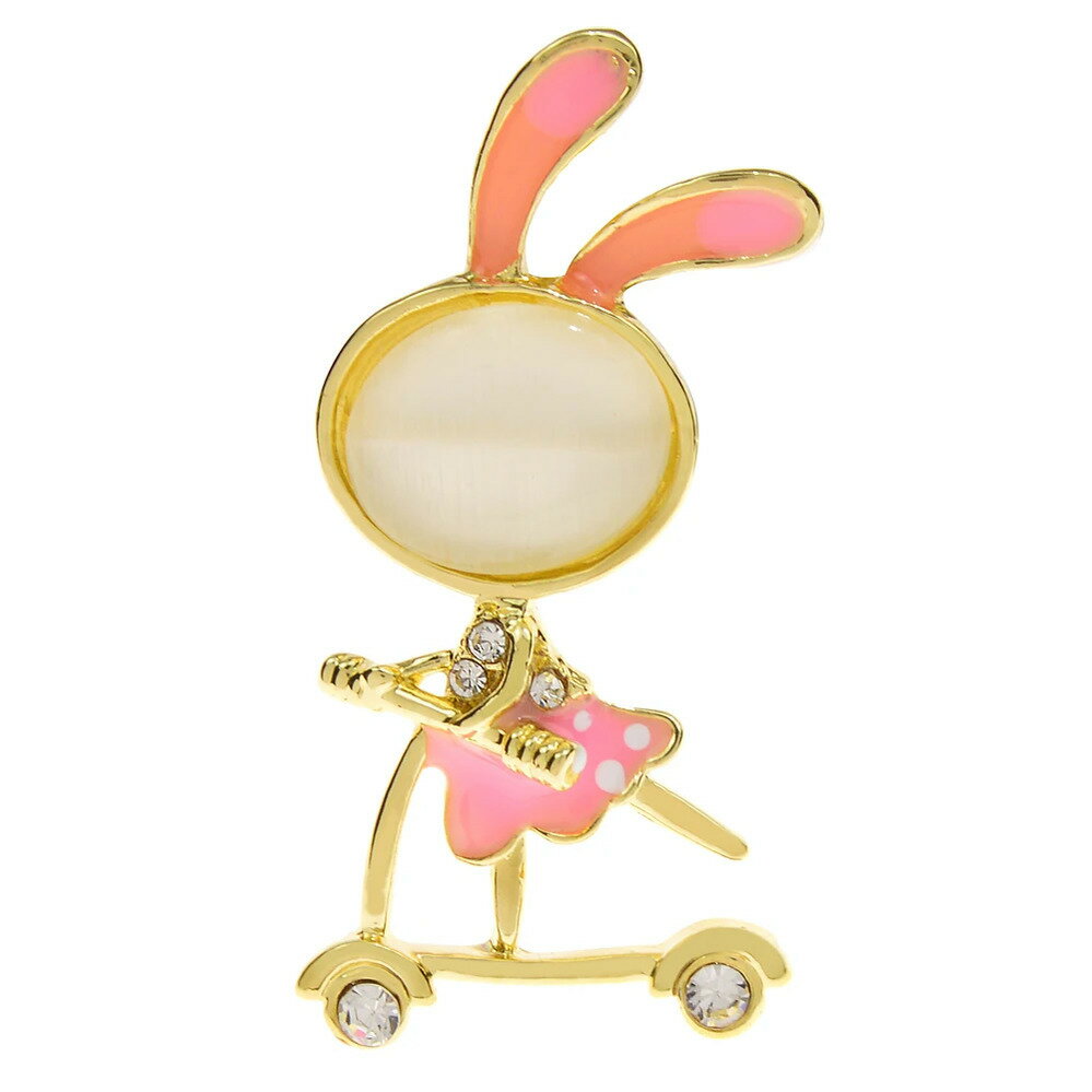【送料無料】 ブローチ スケートボード 動物 アニマル オバール ウサギ レディース バニー アニメーシ..