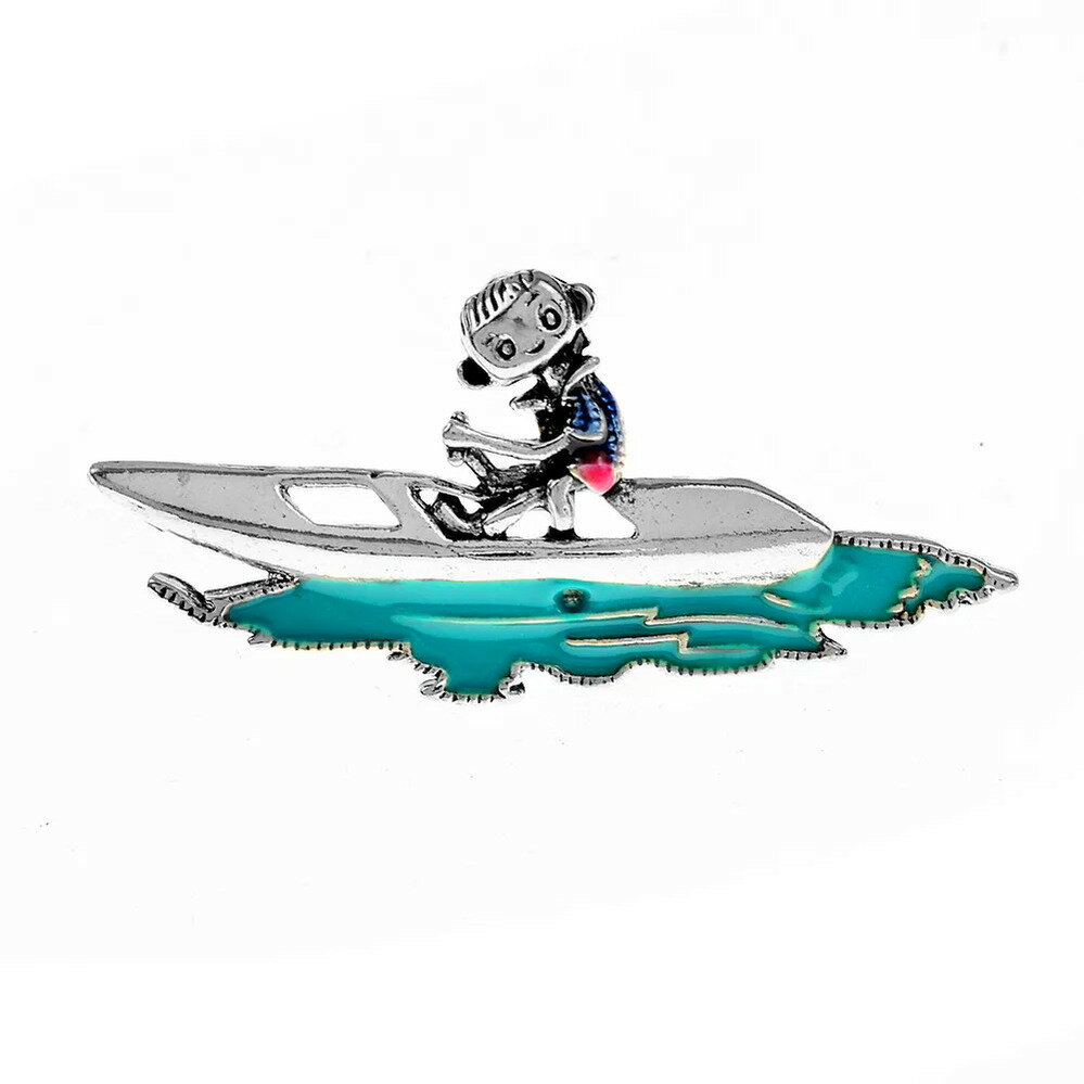 【クーポン利用で3450円】 ブローチ ビンテージ カヌー ボート メンズ エナメル ボーイ ピン ファッシ..