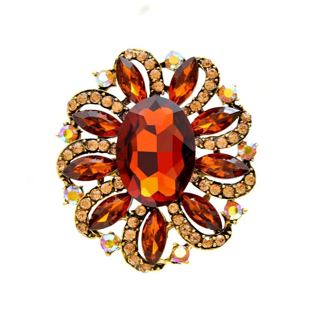 【クーポン利用で3690円】 ブローチ ラインストーン 花 フラワー ビンテージ ラウンド レディース 6 カラー チューズ 大きい ファッション ジュエリー ピン エレガント アクセサリー(4)