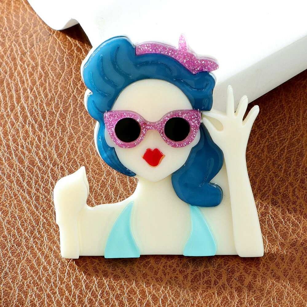 【送料無料】 ブローチ 青 ブルー アクリル レディース メンズ ウェア 水着 ガール カラー ヘアー レデ..