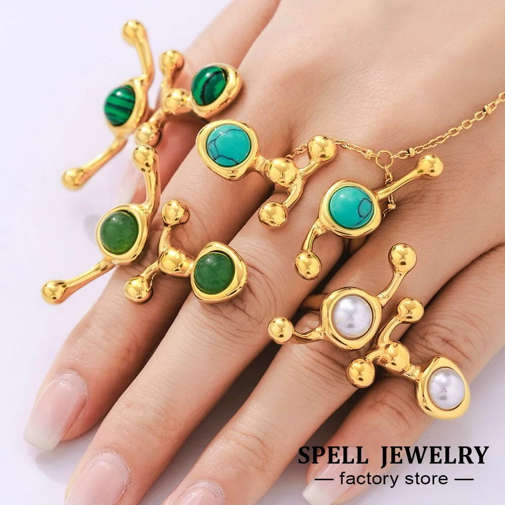 指輪リングステンレスゴールドストー...