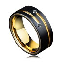 【送料無料】 指輪 リング 高品質 ウェディングバンド タングステン ジュエリー 結婚式 カップル ブラック ストーン ゴールド メンズ 男性 キュービック ジ...