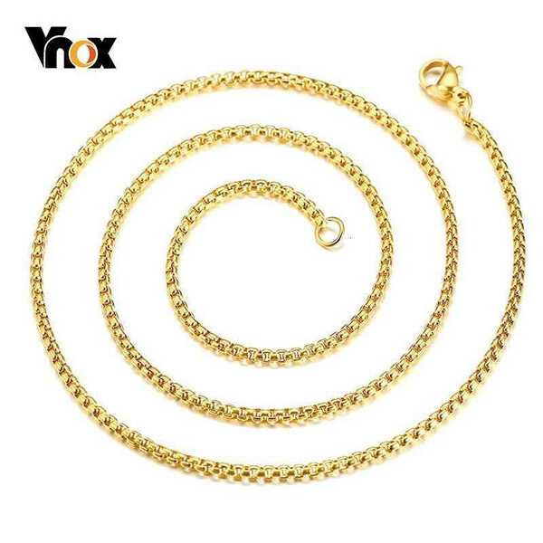 【クーポン利用で2890円】 ネックレス メンズ 男性 レディース 女性 ステンレス チョーカー ユニセックス チェーン ゴールド トーン ボックス シンプル ...