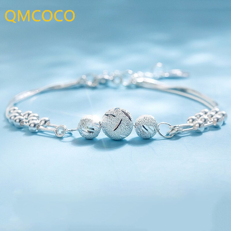 【送料無料】 ブレスレット シルバー ラウンド ビーズ レディース カラー スクラブ チャーム 優雅 スプ..