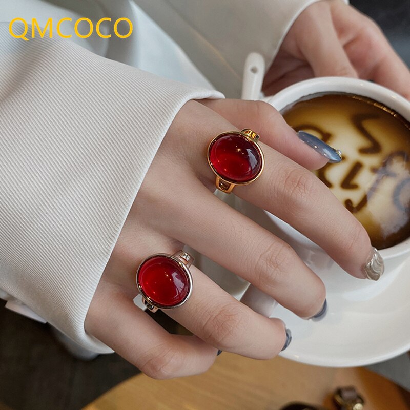 【送料無料】 指輪 リング 赤 レッド シルバー ビンテージ ストーン レディース 女性 2021 新しい ファッション 婚約 カラー エレガント 結婚式 ブラ...