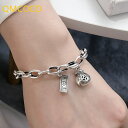 【クーポン利用で2990円】 ブレスレット シルバー ビンテージ チェーン シンプル レディース カラー パンク ジオメトリ ドル お金 バッグ 祝福 ハンド ...