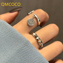 【送料無料】 指輪 リング シルバー シンプル レディース 女性 カラー スマイリー スマイル フェイス 幅 トレンド アクセサリー ヒップホップ 毎日 パーティ ジュエリー ギフト(4)