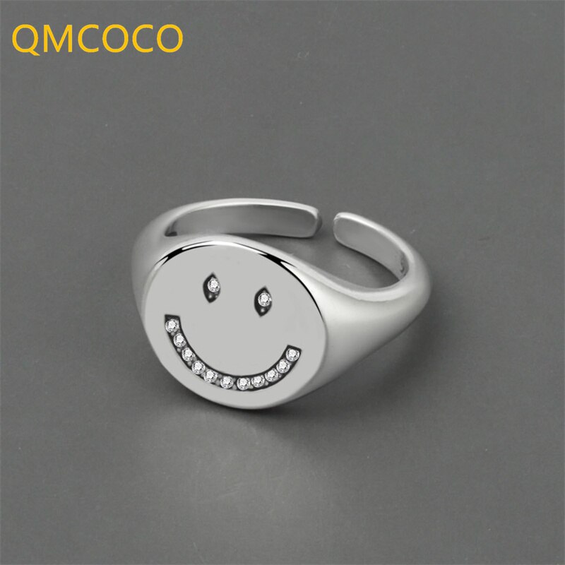 【送料無料】 指輪 リング ビンテージ フリーサイズ シンプル レディース 女性 カラー トレンド パンク 笑顔 スマイル スマイリー フェイス オープン 調整...