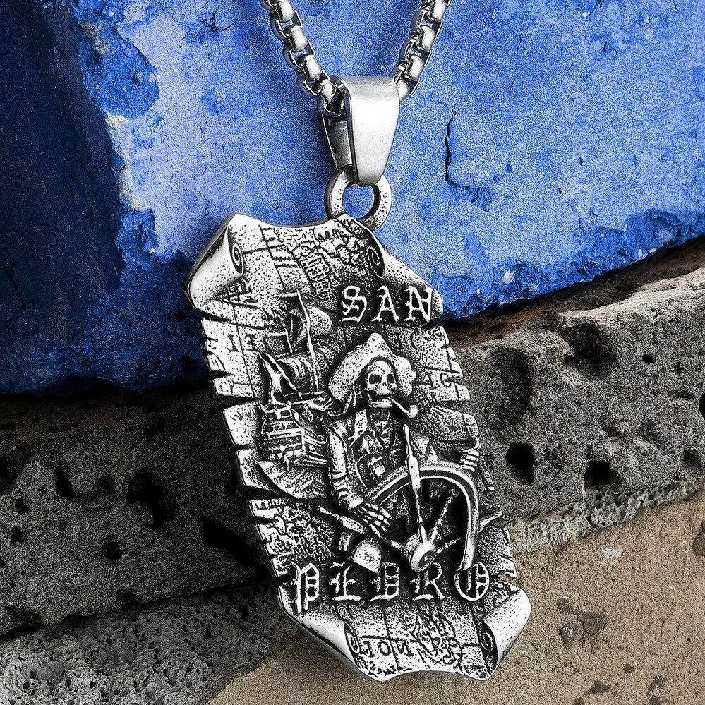 【送料無料】 ペンダント ネックレス ステンレス レディース メンズ 海賊 パイレーツ キャプテン スチ..