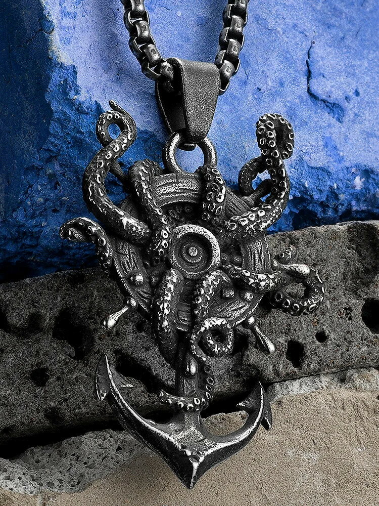 【クーポン利用で4710円】 ペンダント ネックレス 動物 アニマル ステンレス ビンテージ いかり タコ ..