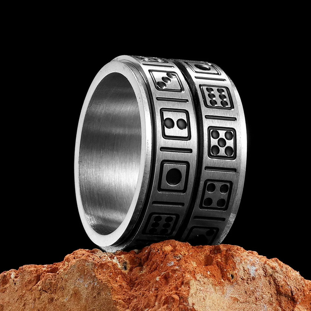 【クーポン利用で4490円】 指輪 リング ステンレス ビンテージ レディース メンズ スピン ふるい ラッ..