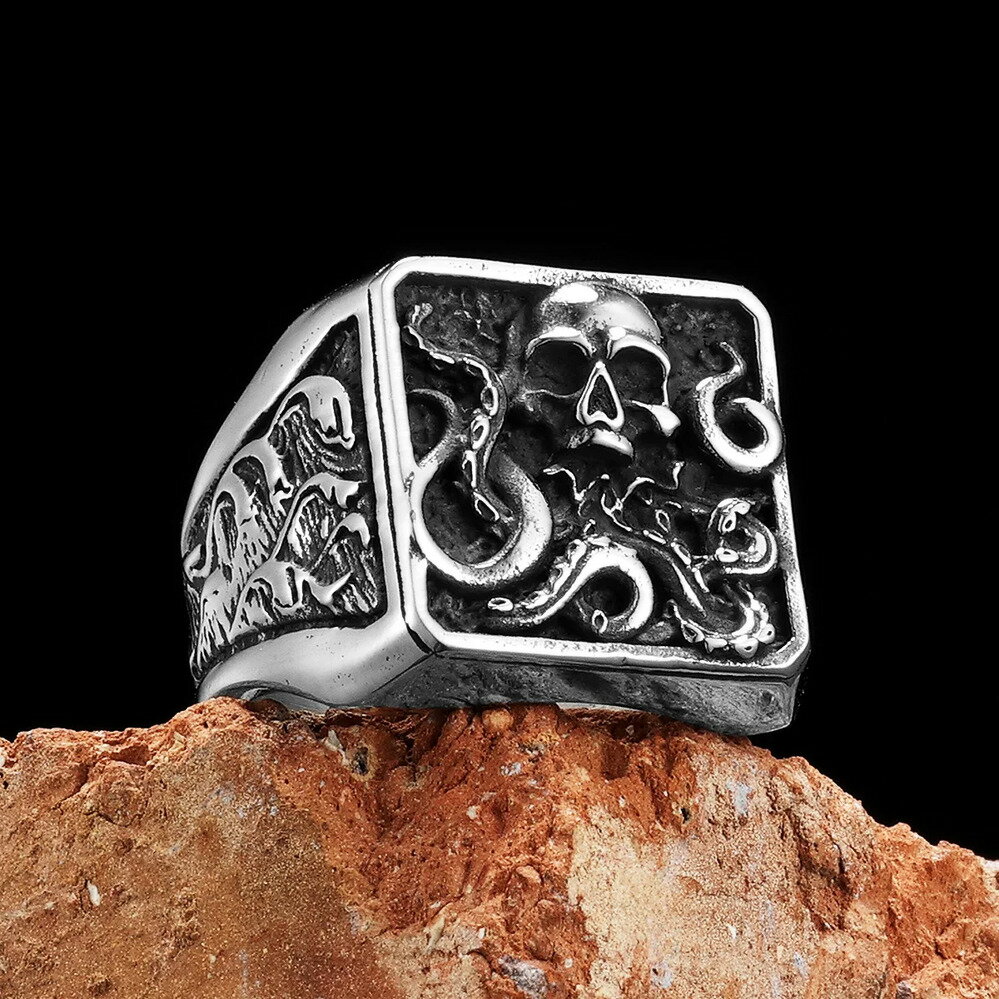 【送料無料】 指輪 リング 動物 アニマル ステンレス レトロ スカル タコ レディース メンズ オクトパス たこ 蛸 シー 海 モンスター 頭蓋骨 スチール ゴシック パンク ロック ジュエリー ファッション アクセサリー ギフト