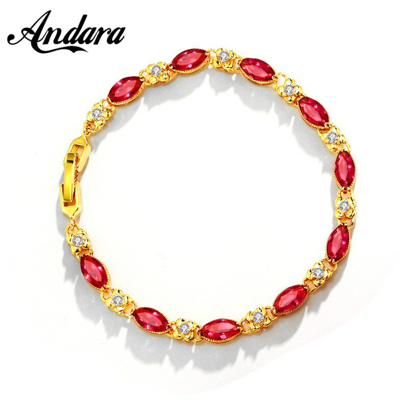 【送料無料】 ブレスレット レディース ゴールド プレート 24k ルビー ウェディング クリスマス 誕生日 ギフト