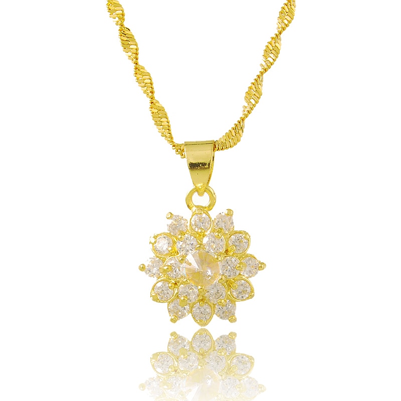 【クーポン利用で4540円】 ネックレス ゴールド クリスタル ジルコニア レース レディース 女性 高級 プレート 24k リアル イオンプレーティング 象眼細工 ジルコン パウダー 魅力 ジュエリー ギフト