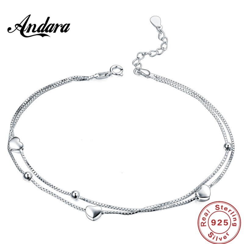 【送料無料】 アンクレット シルバー LOVE レディース 100%00%925 スターリング ダブル ガール 夏 スタイル ジュエリー アクセサリー ギフト ...