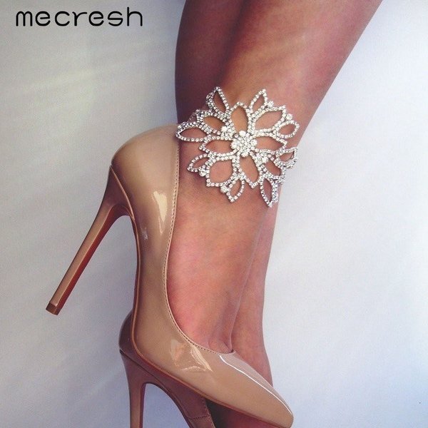 【送料無料】 ブレスレット バングル シルバー クリスタル 花 フラワー ブライダル アンクル エンゲージメント 植物 クラシック ラップ プロング セッティン...