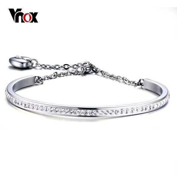 【送料無料】 バングル ブレスレット レディース ステンレス カフブレスレット 調整可能 リンクチェーン クリスタル ジュエリー チャーム ハート パーティー ...