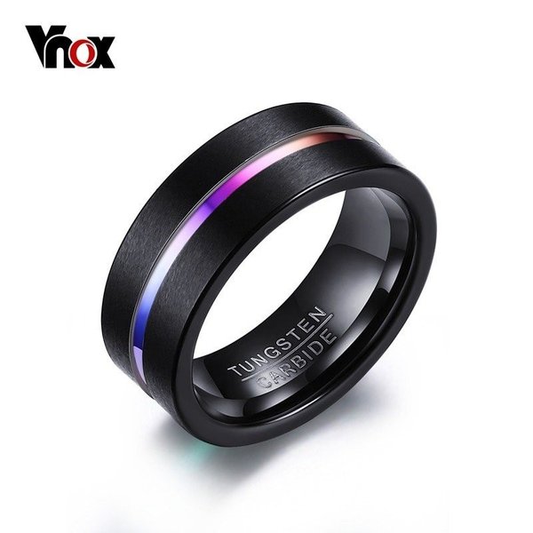 【送料無料】 指輪 リング メンズ 男性 タングステン カーバイド ジュエリー 虹 レインボー 結婚式 ラ..