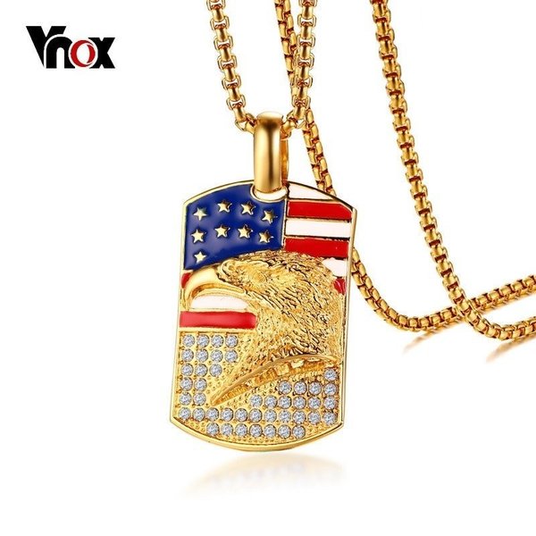 【送料無料】 ペンダント メンズ ステンレス ゴールド アメリカン ナショナル 国 ジュエリー シンボル ..