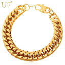 【クーポン利用で4990円】 ビッグ ステンレス ブレスレット メンズ ジュエリー ゴールド カラー 21cm 13 mm 厚い 喜平 リンクチェーン メンズブレスレット 772 大きい キューバ リンク チェーン おしゃれ 大人
