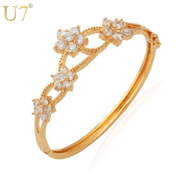 【送料無料】 輝き ジルコニア 花 ファッション ジュエリー トレンド 人気 ゴールド ブレスレット バングル レディース シャイニー フラワー 大人 流行 カ...