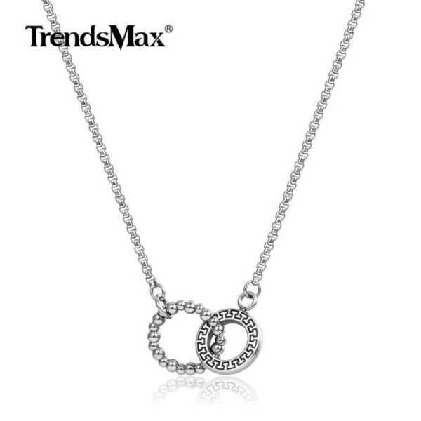 【送料無料】 ネックレス ステンレス チェーン シンプル レディース 女性 おしゃれ 大人 絡み合い リンクチェーン サークル 円 ラウンド エレガント チョー...