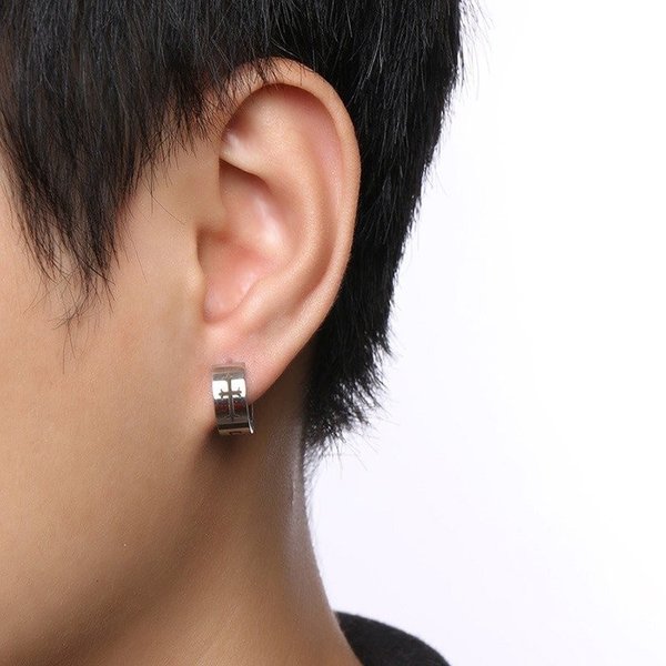 【クーポン利用で3240円】 メンズ 男性 ピアス クロス 十字架 ステンレス フープ ...