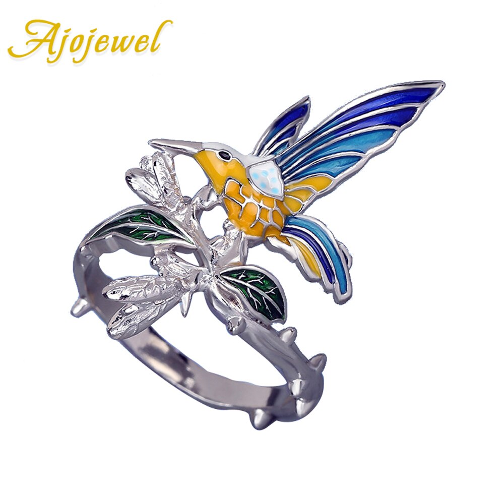 【送料無料】 指輪 リング ハチドリ 動物 アニマル レディース 女性 カラー エナメル ステートメント ジュエリー 2022 ファッション ギフト アクセサリ...
